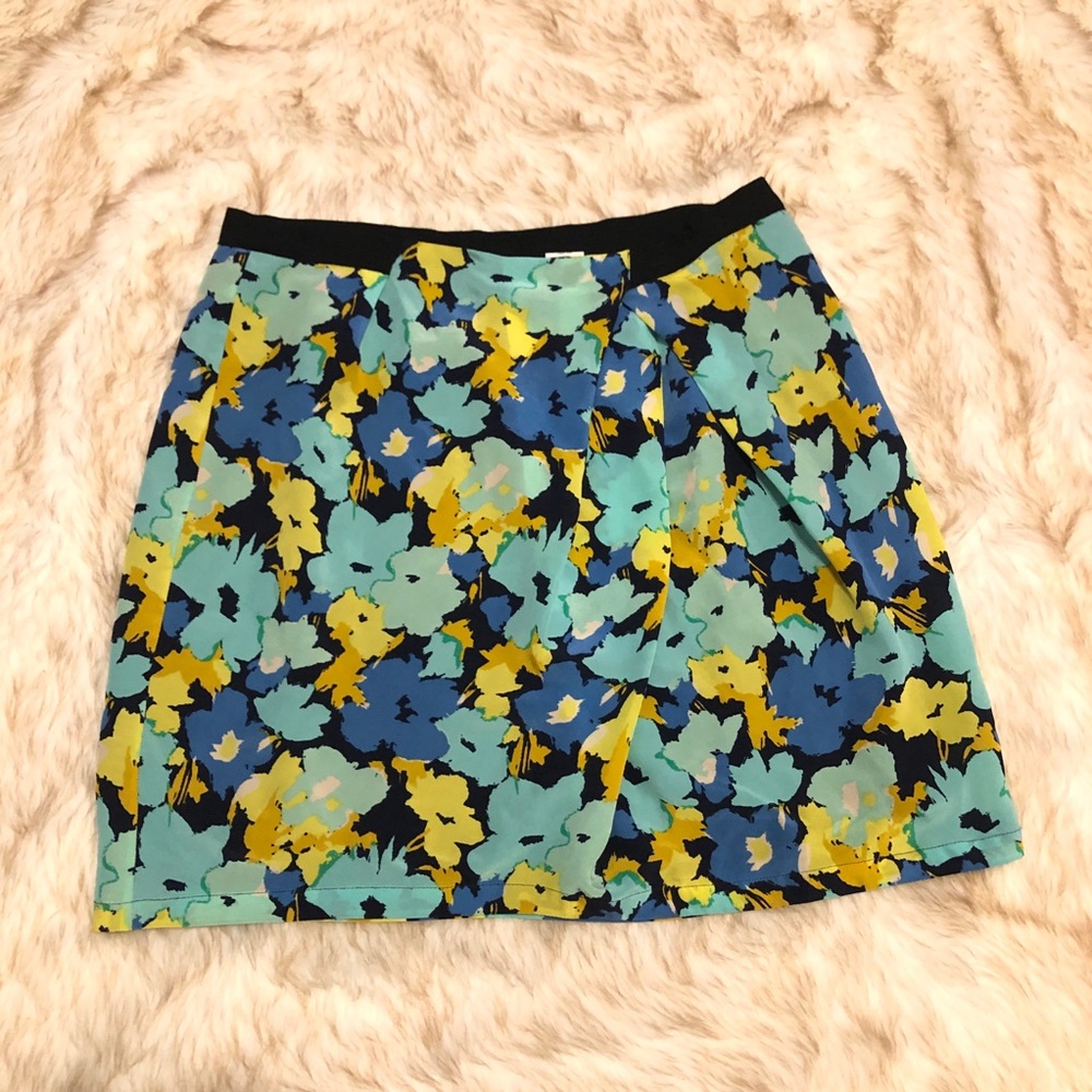 J Crew floral silk mini skirt